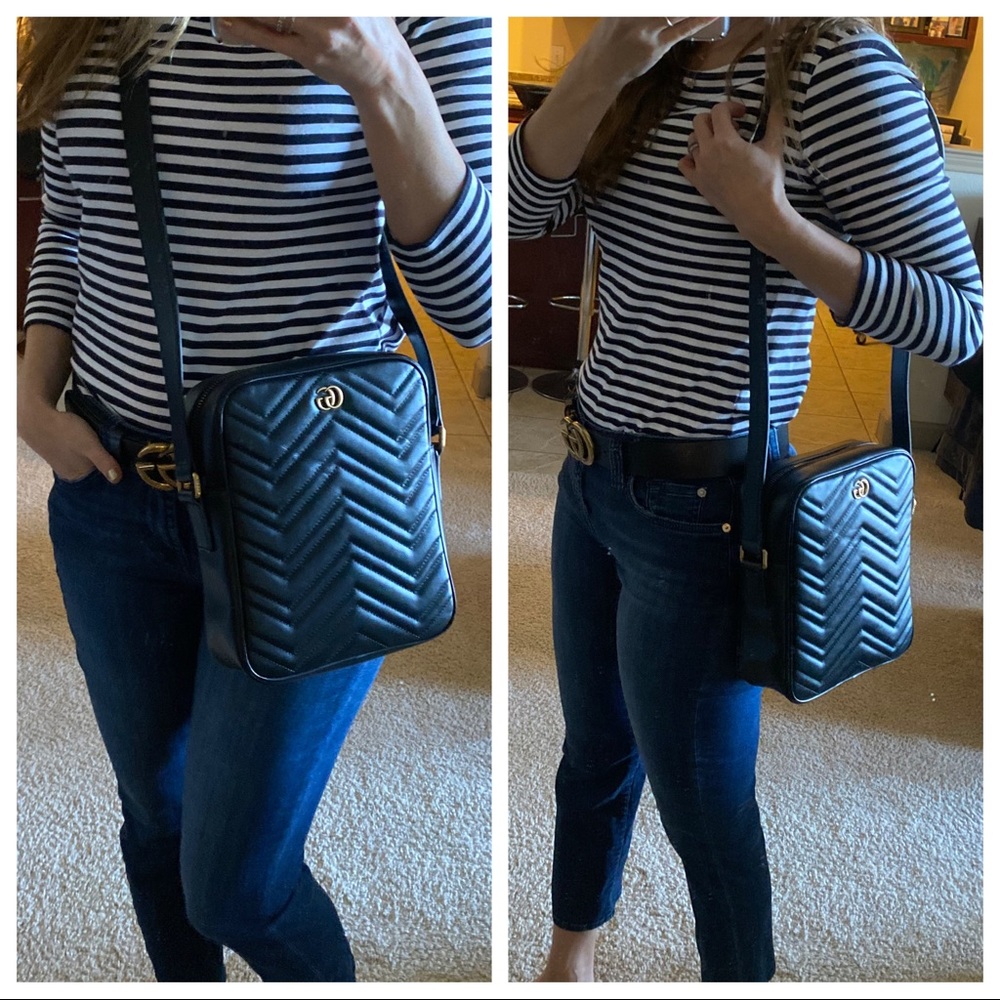 Gucci Black GG Marmont Messenger Crossbody Bag - Picture 7 of 7